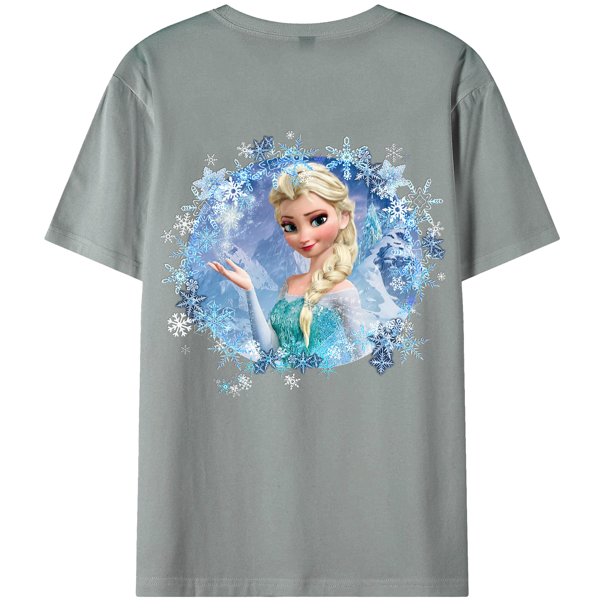 （画像用） アナと雪の女王 アンナ エルサ Frozen Anna Elsa 綿100％ メンズ半袖Tシャツ（バックプリント） 通気性